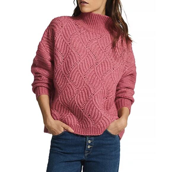 Reiss Ola Oversized Open Knit Sweater, Pink, Women’s Medium - Picture 1 of 9